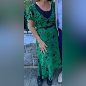 Reformation Green and Black Floral Midi Dress 10